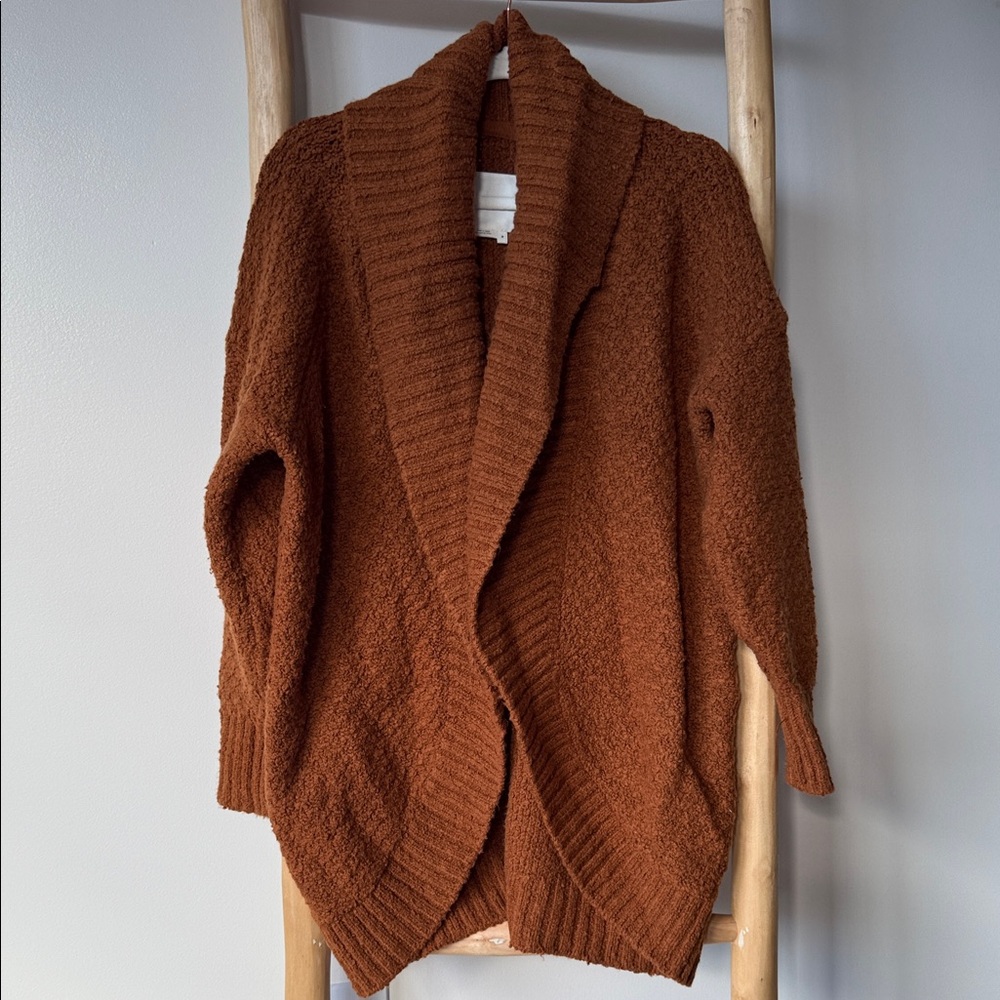Anthropologie Denise Textured Knit Cocoon Cardigan Sweater Rust Orange Brown M - Picture 5 of 15